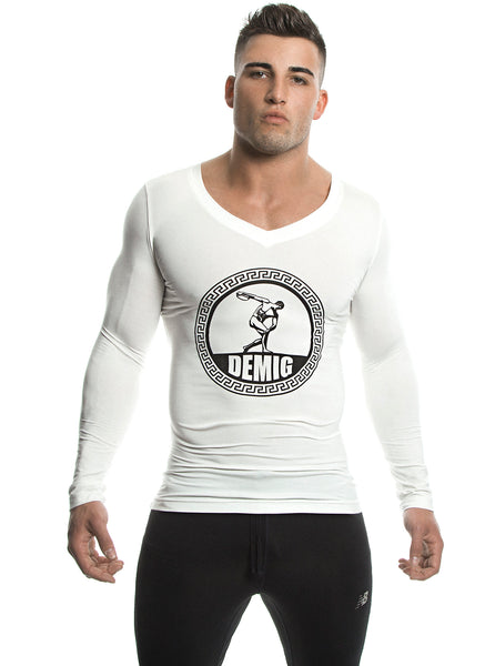 Long Sleeve Shirt (White) - Bamboo/Elastin - DEMIG