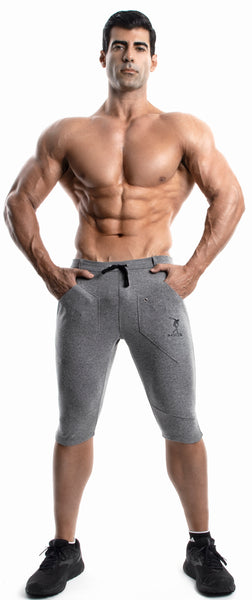 Capri Workout Pants(GRAY)-(Organic Cotton/Elastin) - DEMIG
