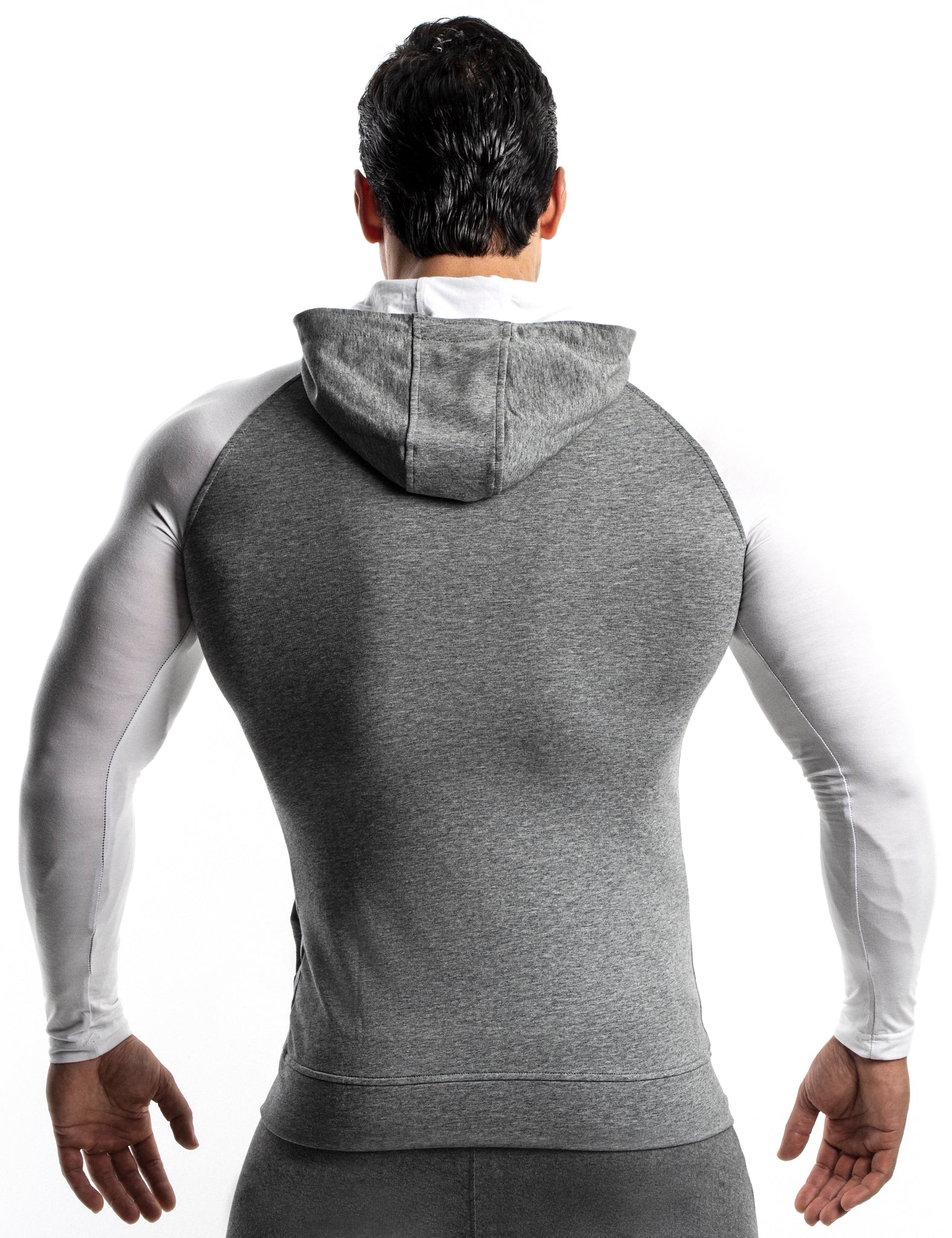 Mens Gray Zip Up Hoodie Slim Fit with Kanga Pockets Made with Organic Cotton and Microfiber - DEMIG