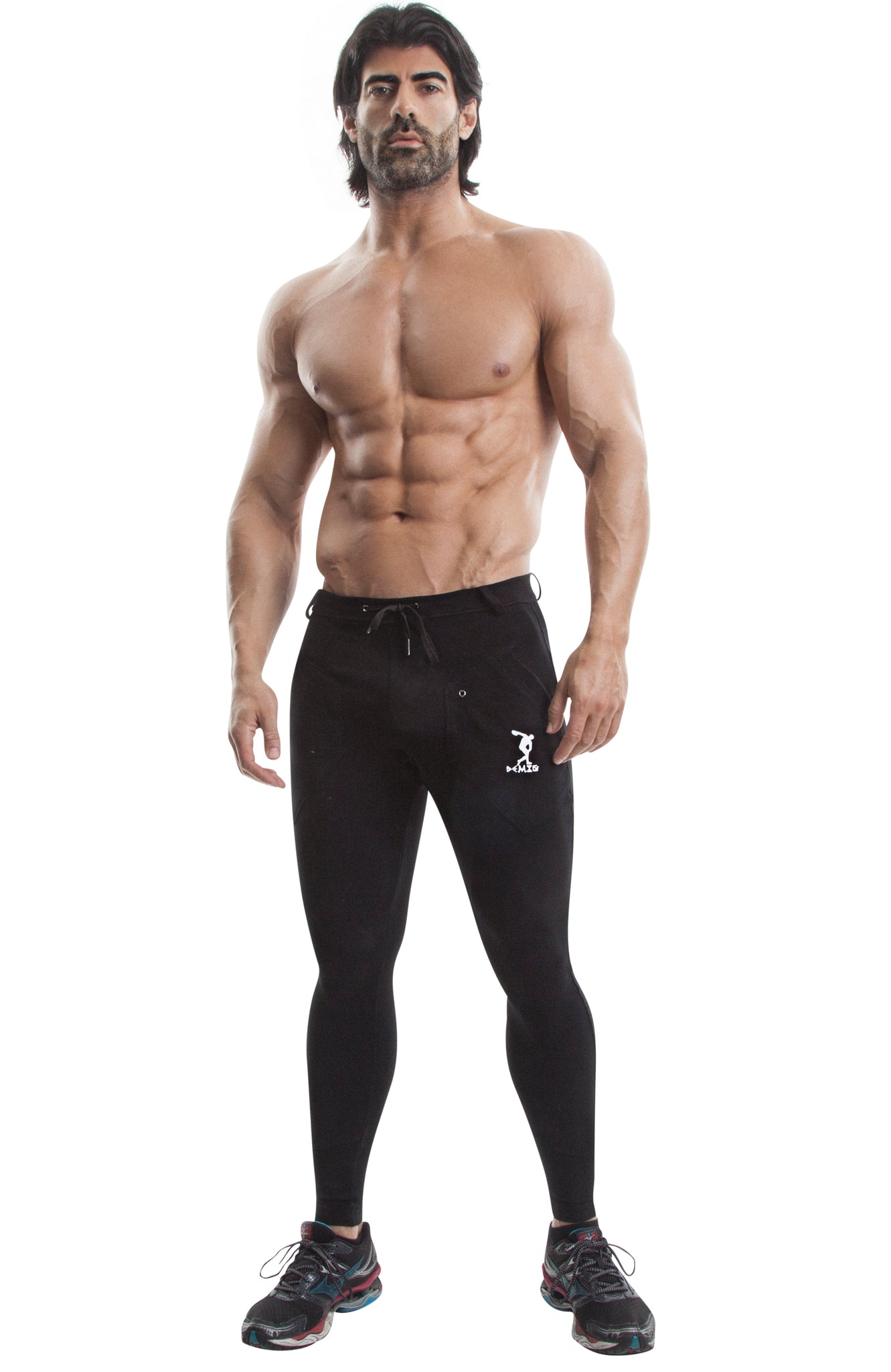 Long Workout Pants (Black)-(Organic Cotton/Elastin) - DEMIG